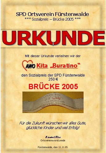 Verleihung des Sozialpreises "Die Brücke" 2005